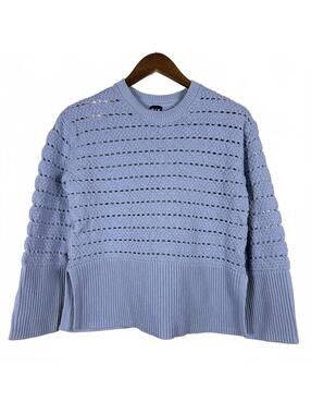 Gap Women Size XXS Cornflower Blue Open Knit Long Oversized Sweater Casual